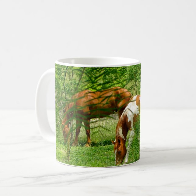 Taza De Café Caballos Hojas de Verano (Anverso izquierdo)