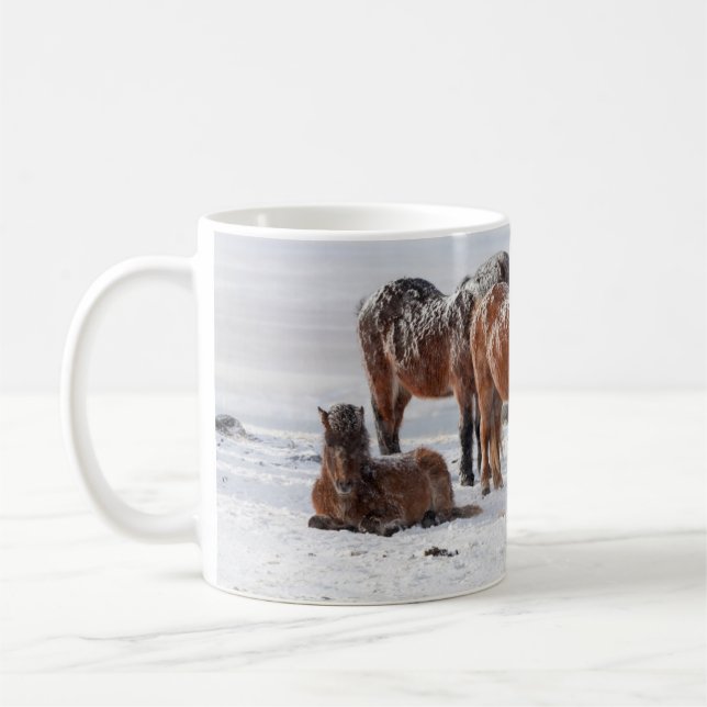 Taza De Café Caballos islandeses cubiertos de nieve (Izquierda)