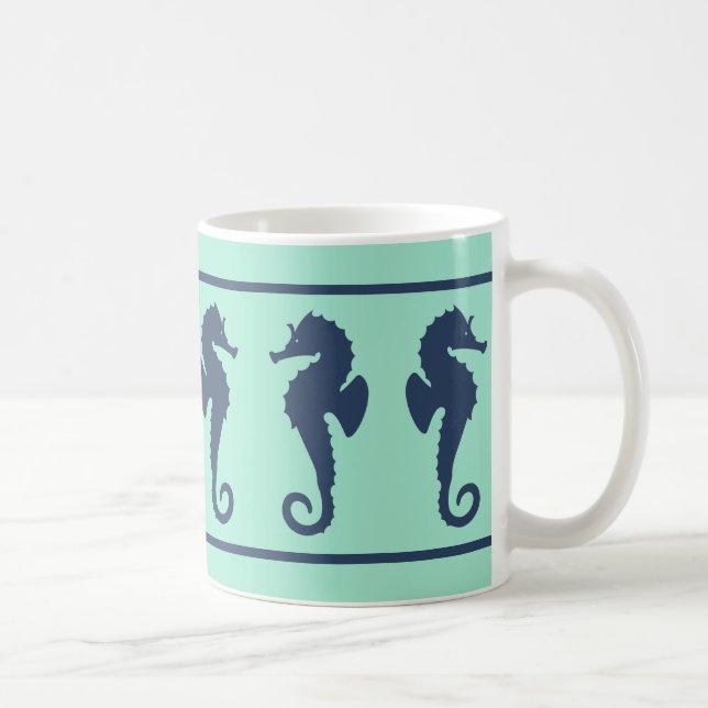 Taza De Café Caballos marinos de la Marina y Aqua (Derecha)