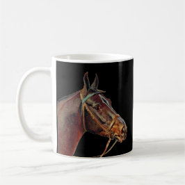 Taza De Café Caballos marrones, café, fondo negro