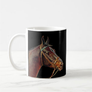 Taza De Café Caballos marrones, café, fondo negro
