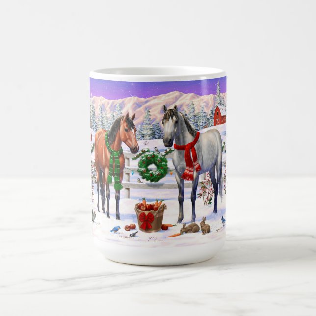 Taza De Café Caballos navidades en nieve (Centro)