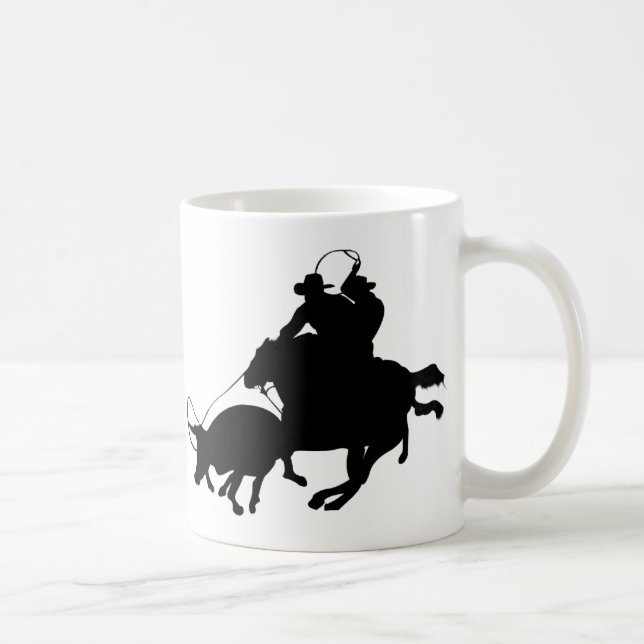 Taza De Café Caballos - rodeo - el Roping del equipo (Derecha)