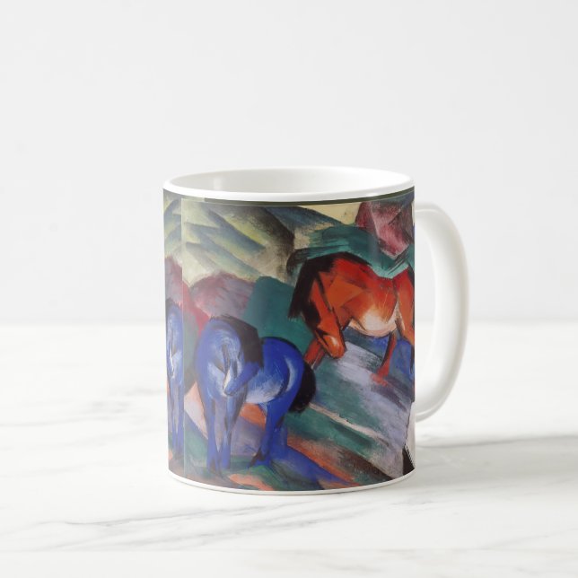 Taza De Café Caballos Rojo y Azul (Anverso derecho)