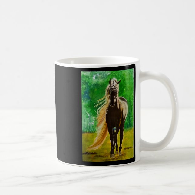 Taza De Café Caballos Rojos Negros Caballos de Caballos Montado (Derecha)