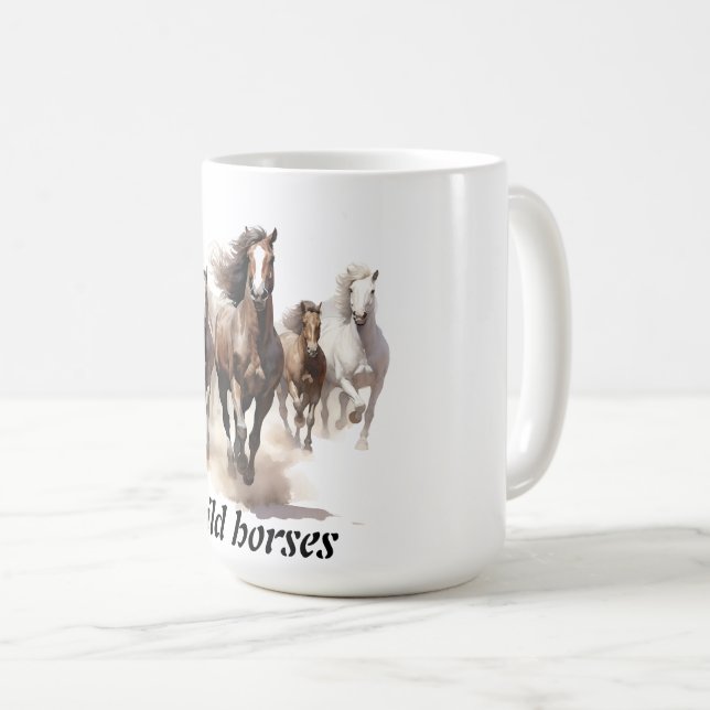 Taza De Café caballos salvajes hermosos (Anverso derecho)