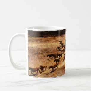 Taza De Café Caballos Salvajes: Majestad Animal Artístico.