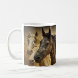 Taza De Café Caballos salvajes marrones y blancos