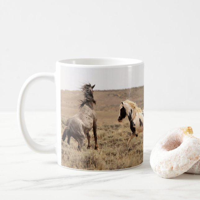 Taza De Café Caballos salvajes me quitan la respiración (Con donut)