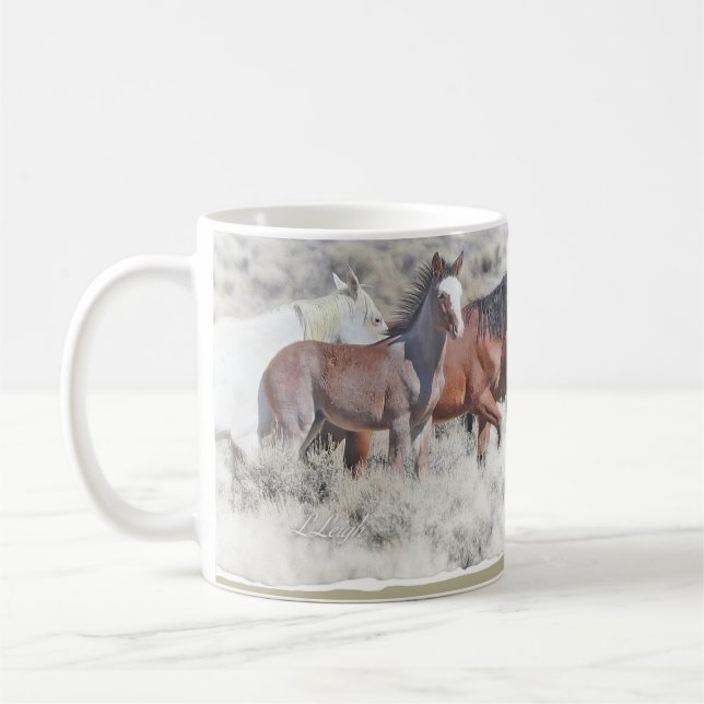 Taza De Café Caballos salvajes moviéndose al agua, Mug (Izquierda)