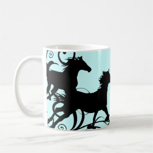 Taza De Café Caballos salvajes negros