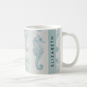 Taza De Café Caballos tropicales de mar, patrón de caballito de