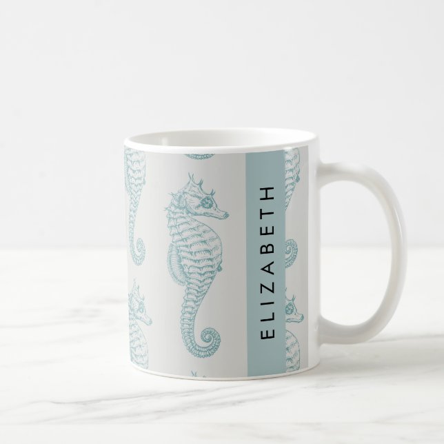 Taza De Café Caballos tropicales de mar, patrón de caballito de (Derecha)