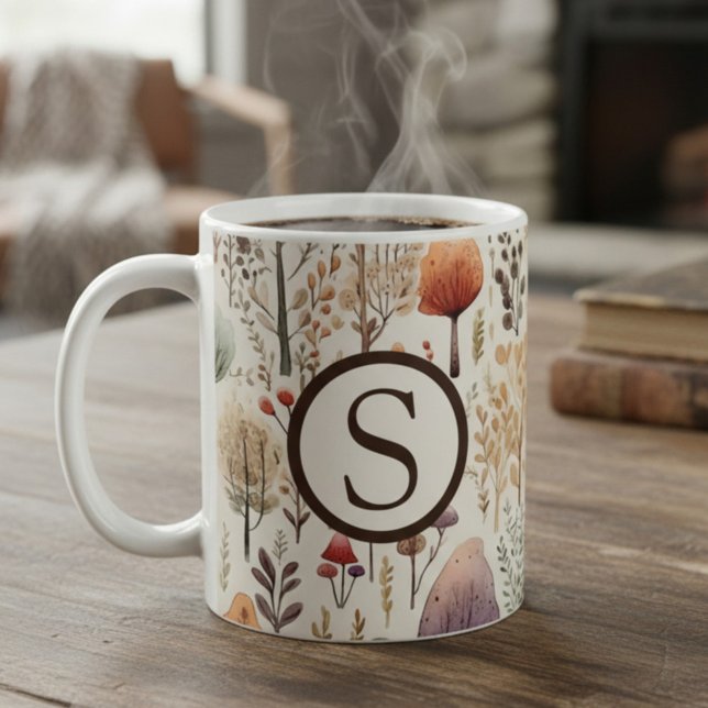 Taza De Café Cabaña Acogedora del Bosque Monogramada (Subido por el creador)