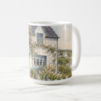 Taza De Café Cabaña Costera Personalizada Acuarela 