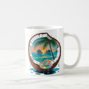 Taza De Café Cabaña de Coco en la Playa