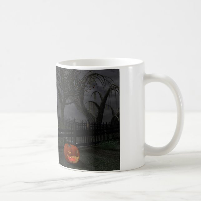 Taza De Café Cabaña de la bruja con la linterna de la calabaza (Derecha)