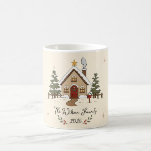 Taza De Café Cabaña de Navidad acogedora personalizada