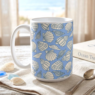 Taza De Café Cabaña de Playa de Conchas Azules Costeras