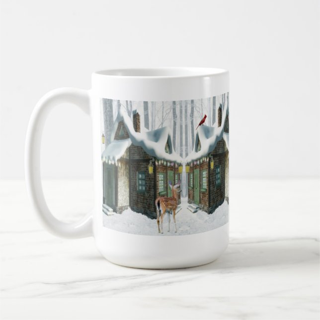 Taza De Café Cabaña del Taza-Invierno con los ciervos (Izquierda)