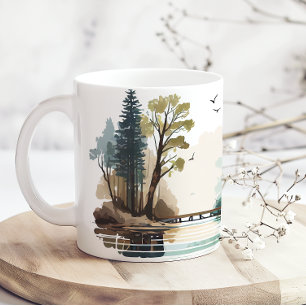 Taza De Café Cabaña en el lago, diversión de campamento de vera