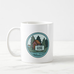 Taza De Café Cabaña isleña del campamento juvenil con signo p