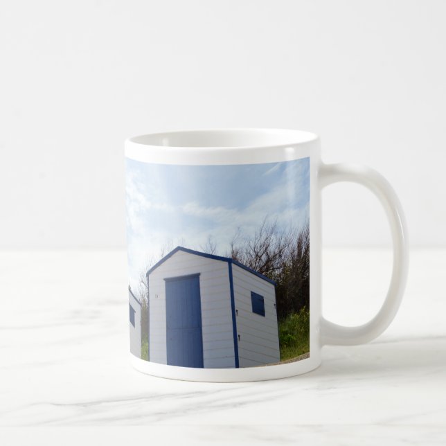 Taza De Café Cabañas de Playa Azules y Blancas (Derecha)