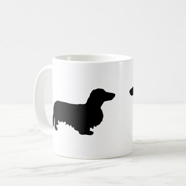 Taza De Café Cabello largo de Dachshund - Silhouette 1 (Anverso izquierdo)