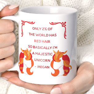Taza De Café Cabello Rojo Unicornio Majestuoso Divertido Person