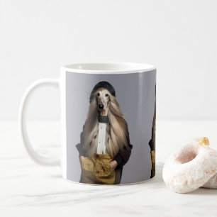Taza De Café Cabello rubio de perro afgano en pantalones