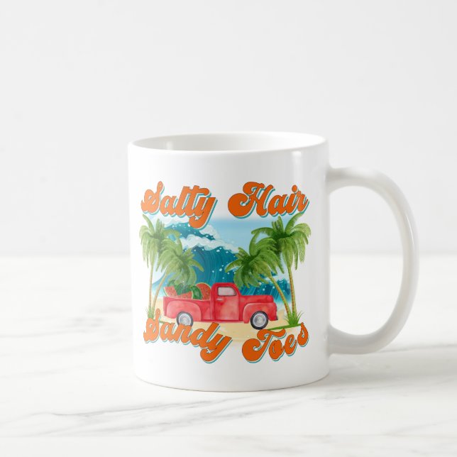 Taza De Café Cabello salado, sandy dedos | Isla Tropical (Derecha)