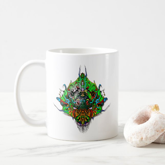 Taza De Café Cabeza Alien - verde (Con donut)