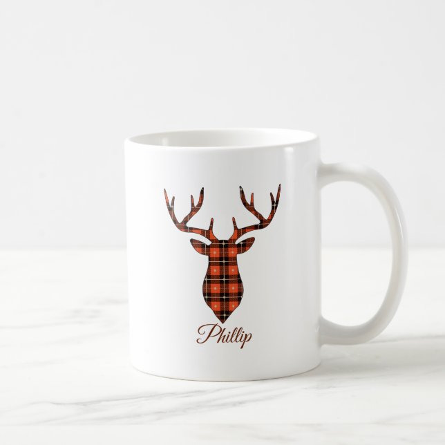 Taza De Café Cabeza de Buck de Buffalo Plaid (Derecha)