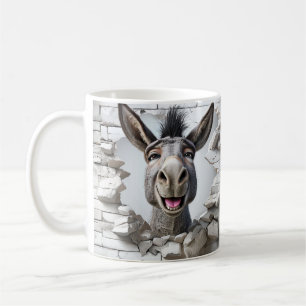 Taza De Café Cabeza de burro animada aparece Rompiendo la pared