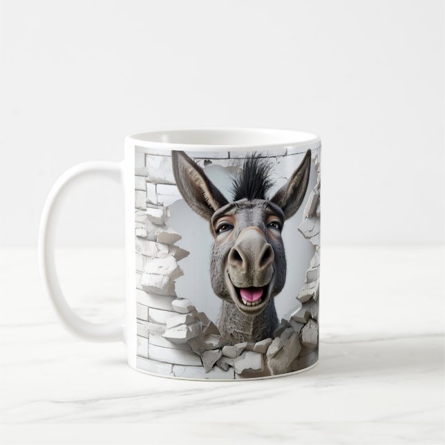 Taza De Café Cabeza de burro animada aparece Rompiendo la pared (Izquierda)