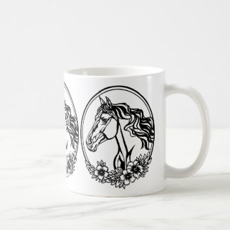 Taza De Café Cabeza de caballo con flores