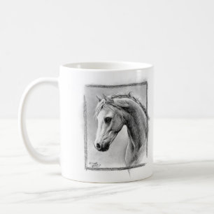 Taza De Café Cabeza de caballo Dibujo de carbón vegetal Arte eq