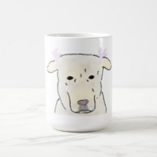Taza De Café Cabeza de cachorro blanco con lazos rosas