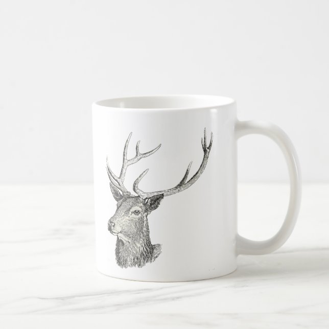 Taza De Café Cabeza de cerdo con anillos de arte blanco y negro (Derecha)