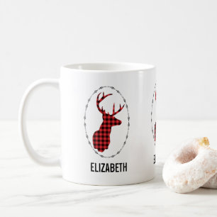 Taza De Café Cabeza de ciervo con anillos - Rojo Rojo Rústico