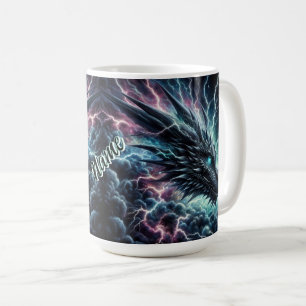 Taza De Café Cabeza de dragón en una tormenta de lluvia relámpa