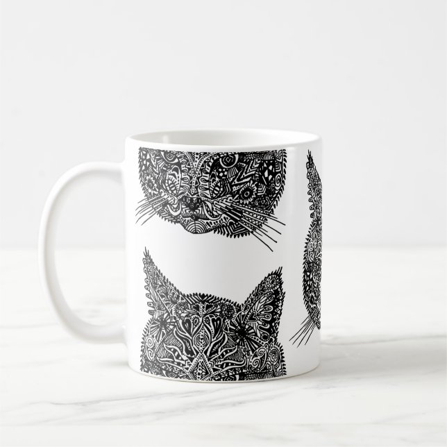 Taza De Café Cabeza de gato ornamental (Izquierda)