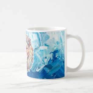 Taza De Café Cabeza de león abstracta azul