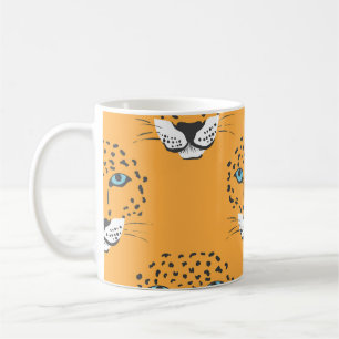 Taza De Café Cabeza de leopardo naranja, patrón sin costuras.