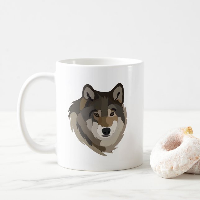 Taza De Café Cabeza de lobo Animal Gray Wilf Wolf (Con donut)