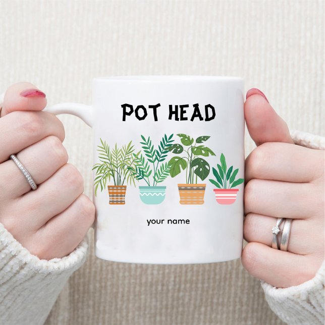 Taza De Café Cabeza de olla / Madera de jardinera mamá loca (Pot Head / Gardener Mom Crazy Plant Lady Coffee Mug)
