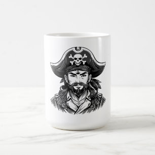 Taza De Café Cabeza de pirata con sombrero marinero y parche en