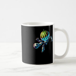 Taza De Café Cabeza de sandía robot fútbol driblando patada