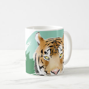 Taza De Café Cabeza de Tigre Salvaje Acuarela Cumpleaños