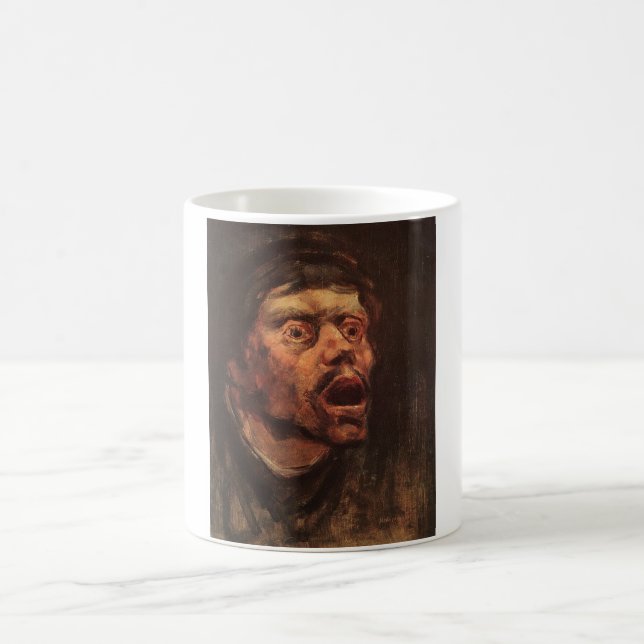 Taza De Café Cabeza de un hombre enojado (tristeza y sufrimient (Centro)